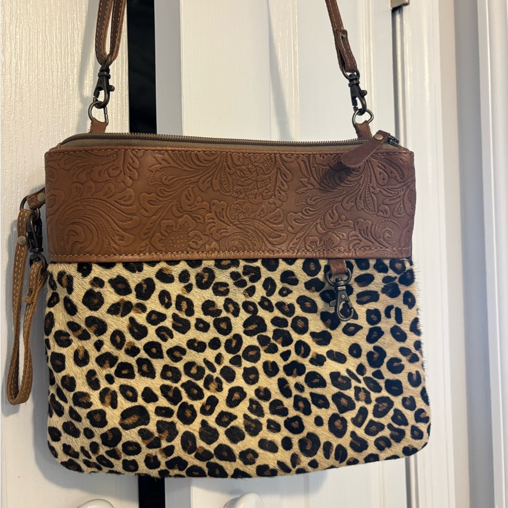 Liminal Leopard Small Leather Crossbody purse